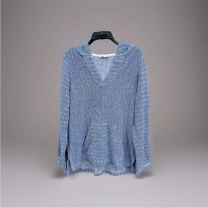 Faherty Women's Whitewater Terrycloth blue sweatshirt pullover Hoodie Large